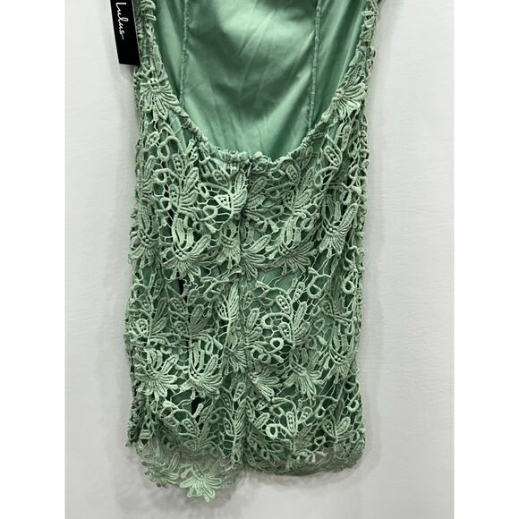 NWT Lulus Womens Romance Language Sage Green Backless Lace Dress Size M - Picture 8 of 12